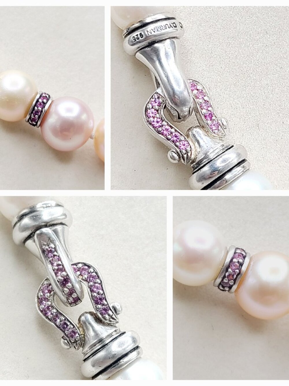 David Yurman Pearl Strand Buckle Necklace w/ Pink Sapphires - 16" - RARE - Picture 11 of 11